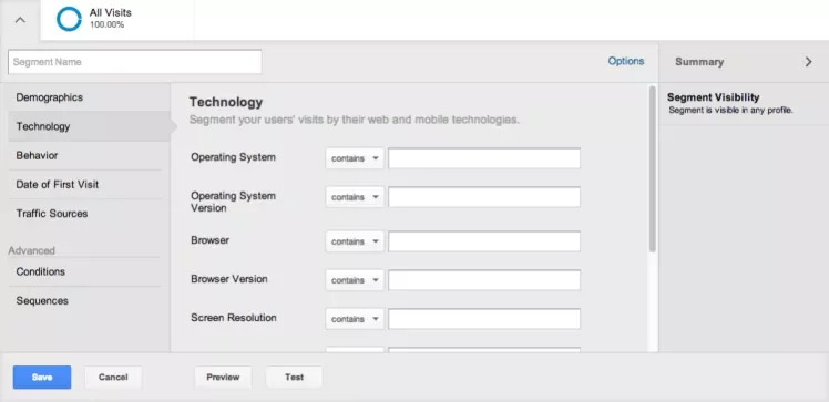 google analytics new segment