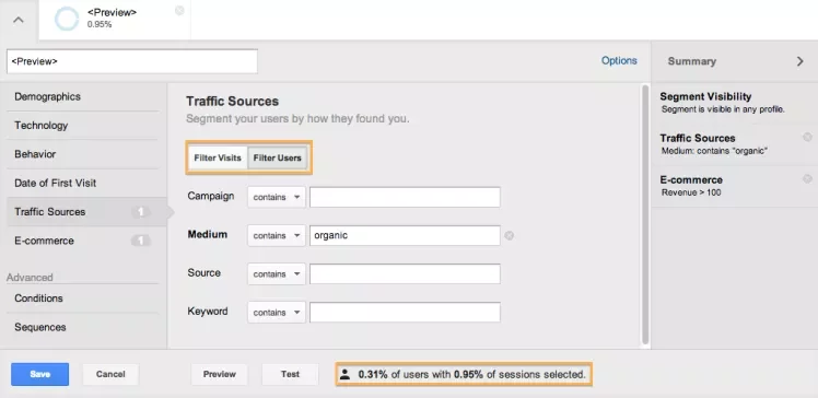 google analytics segment users