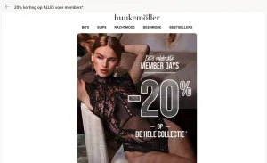 Hunkem&ouml;ller Member Days: 20% korting op de hele collectie