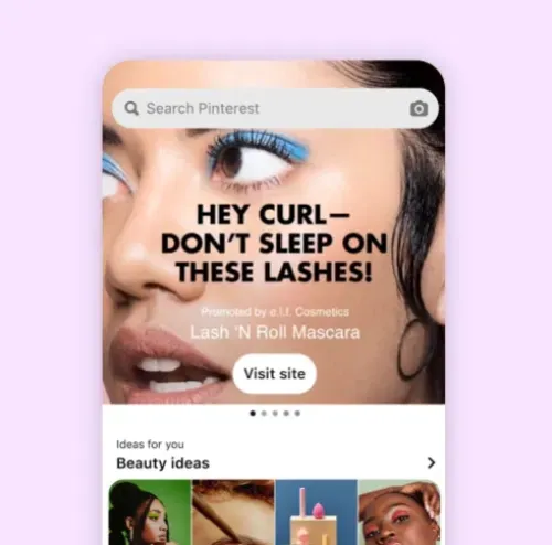 Pinterest advertentie die helft van het scherm in beslag neemt